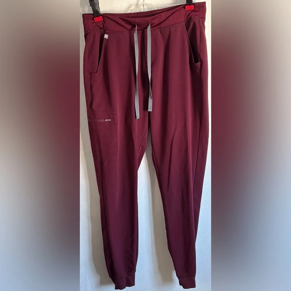 Figs Zamora Burgundy Jogger Scrub Pants Size M/T - Picture 2 of 6